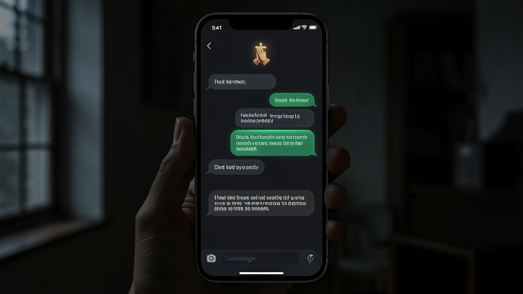 celular exibindo um aplicativo de oração com inteligência artificial